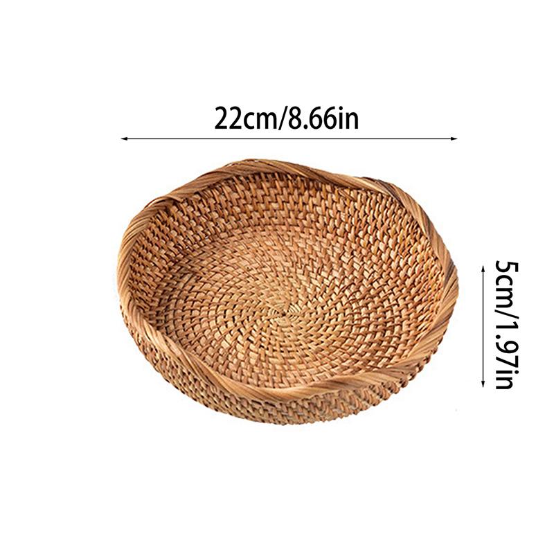 Круглая корзина для хранения из ротанга ручной работы, плетеная корзина для хранения пикника, органайзер для хранения мелочей, аксессуары