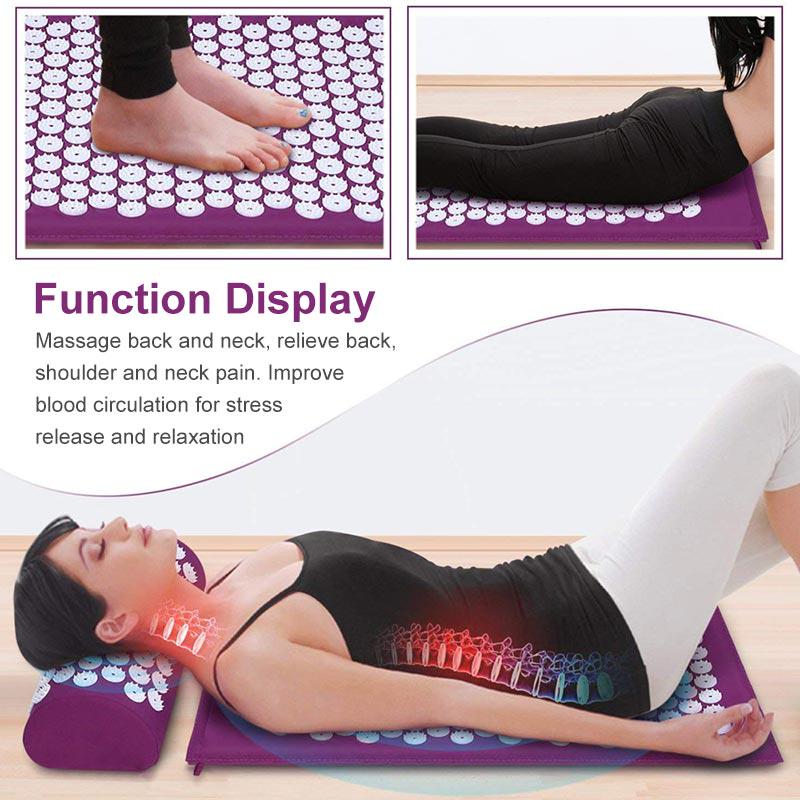 Yoga Massage Mat Acupressure Mat for Back Neck Needle Acupuncture Pad Pillow Sets