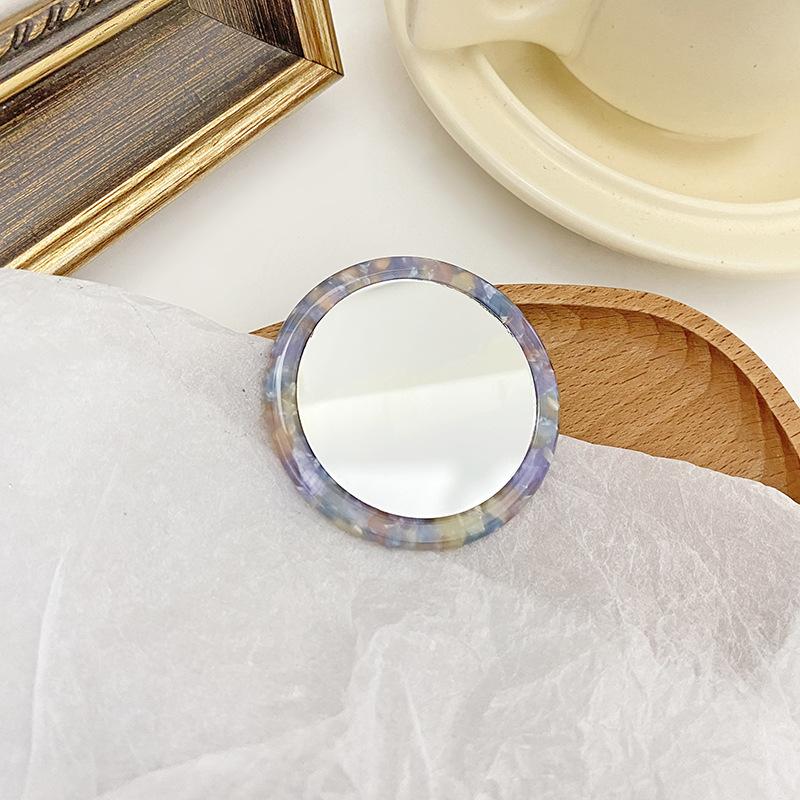 Simple Acetate Small Round Mirror Small Zebra Pattern Makeup Mirror Portable Mini Round Makeup Mirror Travel Accessories