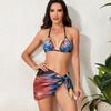 1011 sexy bikini split swimsuit women's three-piece set neck strap gradual change bikini Europe and America