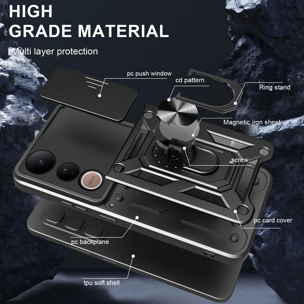 Защитный чехол для камеры VIVO V50 Lite v50 V40 Lite v40 pro v30 lite V30 V29 V27 v27e v25 Armor Hybrid Metal Ring Holder Cover