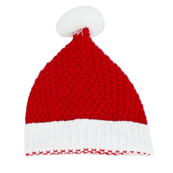 Christmas Hat Knitted White Pompom Handmade Flanging Thermal Dress Up Costume Accessories Woolen Yarn Women Men Unisex Santa Claus Cap for Outdoors