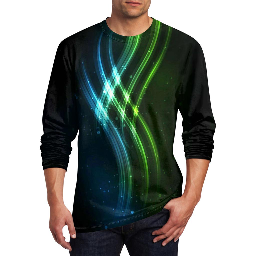 Муж. Футболка Круглый вырез Одежда Одежда На открытом воздухе Длинный рукав С принтом Модельер Винтаж