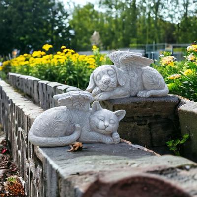 Персонализированная мемориальная статуэтка кошки-ангела из смолы, скульптура питомца с крыльями ангела для сада, улицы, надгробный маркер, эмоциональные подарки