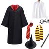 Хэллоуин Гарри Поттер Косплей Взрослая магия 7 предметов Школьный день рождения Культурная выставка путешествий [DERAYEE] Одежда, халат, очки, галстук, шарф, палочка,