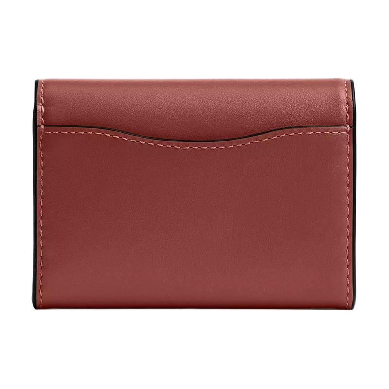Coach Essential etter Гравированные металлические аксессуары Держатель для карт из телячьей кожи Женский Темно-персиковый цвет темно-персиковый
