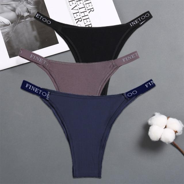 FINETOO 3PCS/Set Women's Lingerie Panties Cotton Gstring Female Underpants Sexy Letter Panties Thong Pantys Underwear Intimates