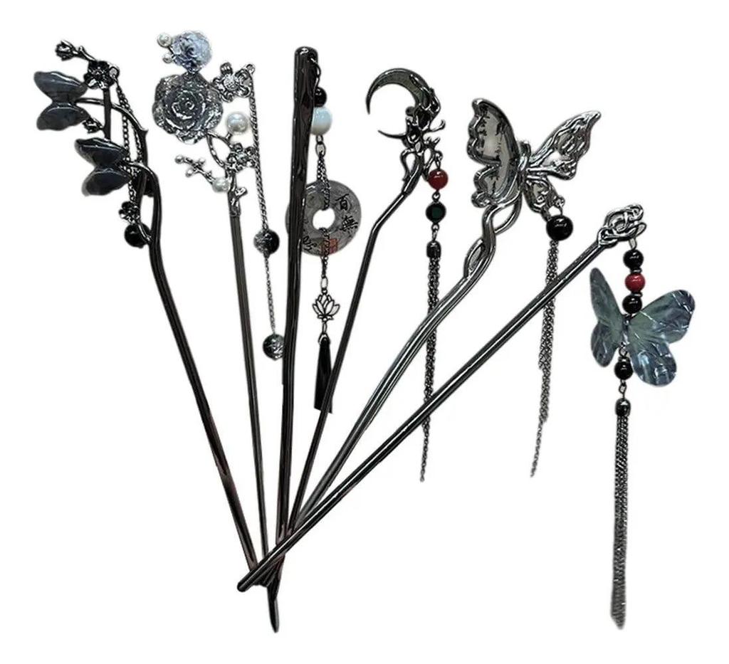 Vintage Chinese Hairpins, Set of 6