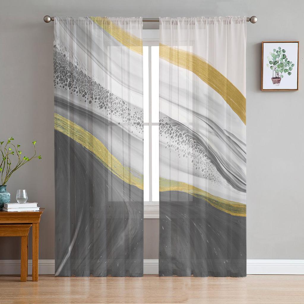 Роскошные Тюлевые Шторы Бирюзовые Градиентные Мраморные Узоры Гостиная Кухня Шифоновая Занавеска Молодежная Спальня Прозрачная Половая Занавеска