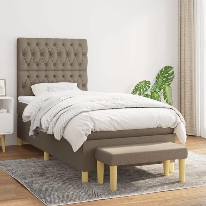 Maison Exclusive - Sommier à lattes de lit avec matelas Taupe 100x200 cm Tissu