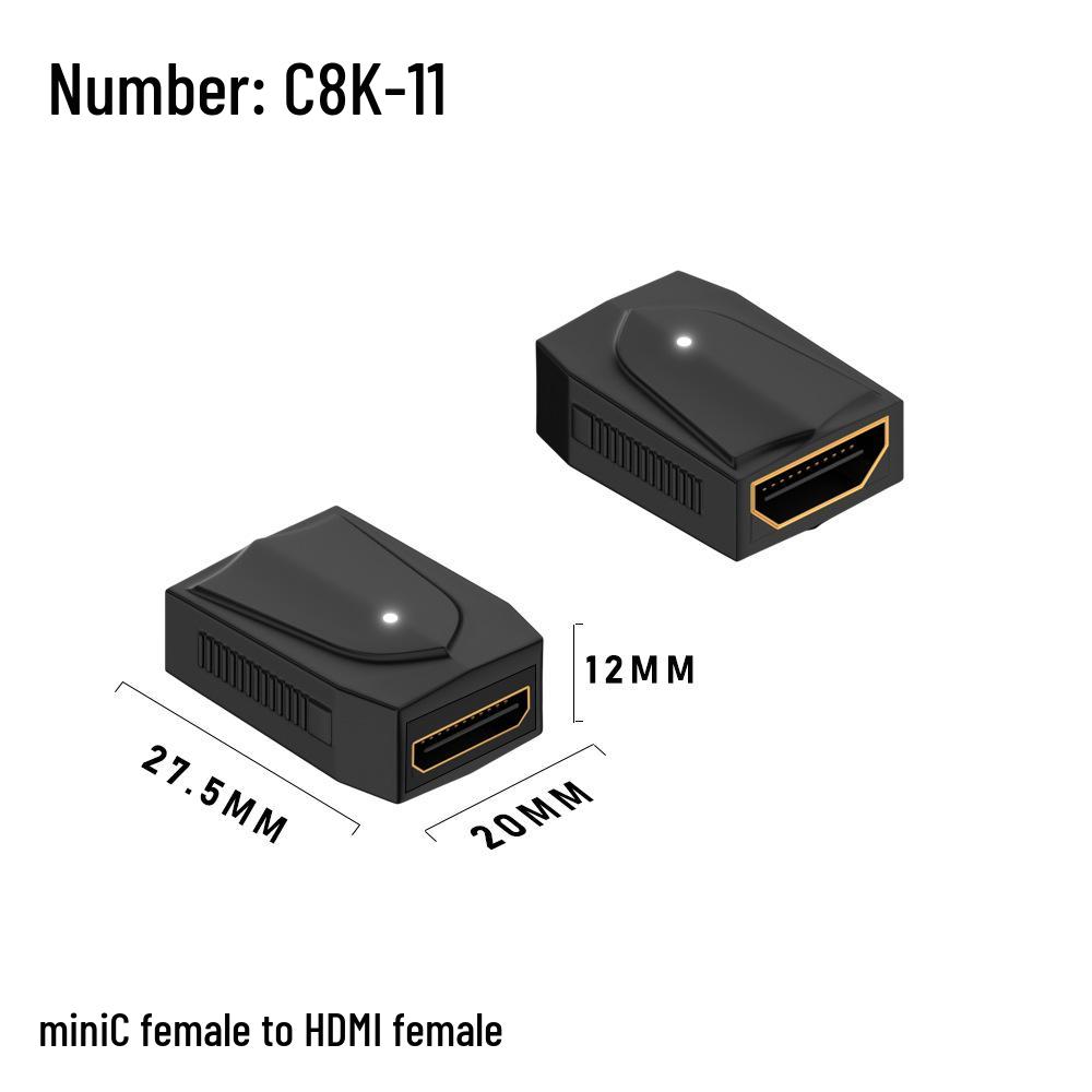 Адаптер HDTV (розетка) на Type-C Mini (вилка), поддержка UHD 8K2.1, с изгибом на стороне Type-C (вилка)