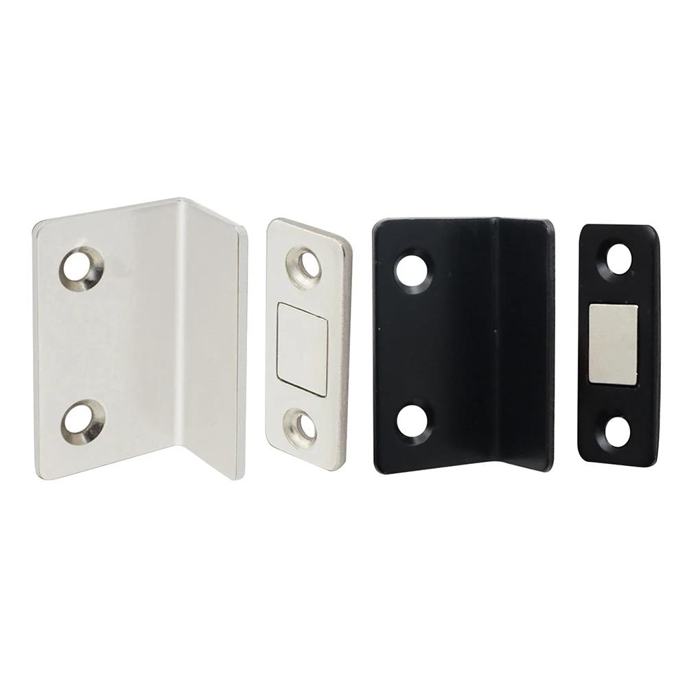 Strong Magnetic Cabinet Catches Punch Free L-Shaped Sliding Door Stop Ultra Thin Invisible Anti Collision Furniture Hardware