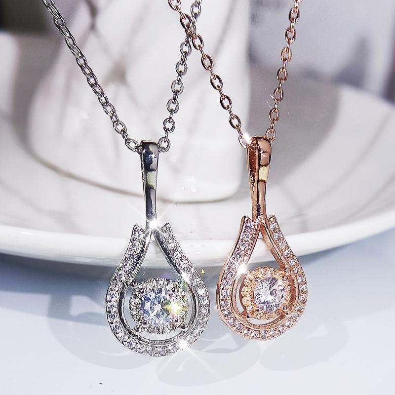 Ожерелье для женщин 18-каратное золото ключичная цепочка капля воды грушевидной формы кулон розовое золото 4A циркон ювелирные изделия