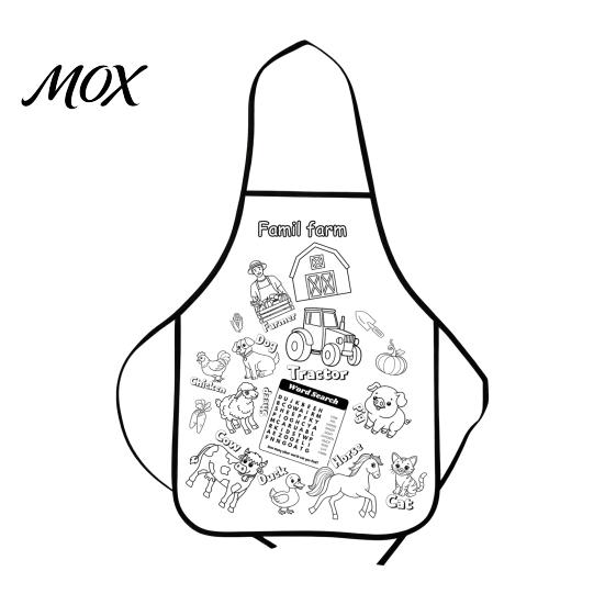Kids Painting Apron DIY Coloring Apron, Washable Food Animal Theme Crafting Color Your Own for Toddlers Boys Girls