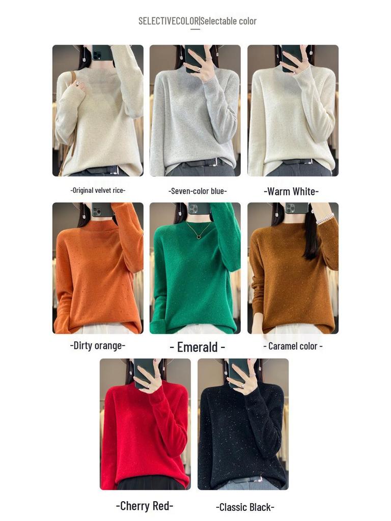 Women's Cozy Round Neck Knitted Wool Sweater