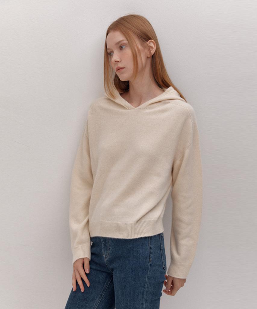 AVA MOLLI Raccon Hoody Whole Garment Kn (Cream)