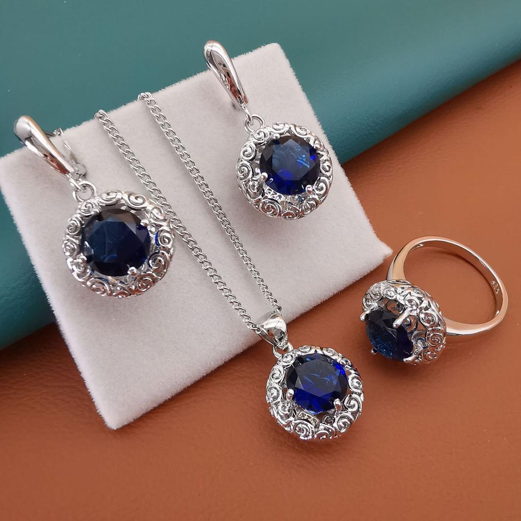 Vintage Patterned Lantern European and American Ethnic Style Jewelry Set Necklace and Earring Three Piece Set