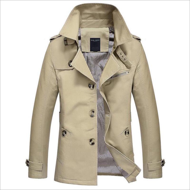 Men's Autumn Casual Washed Mid-Length Windbreaker Jacket