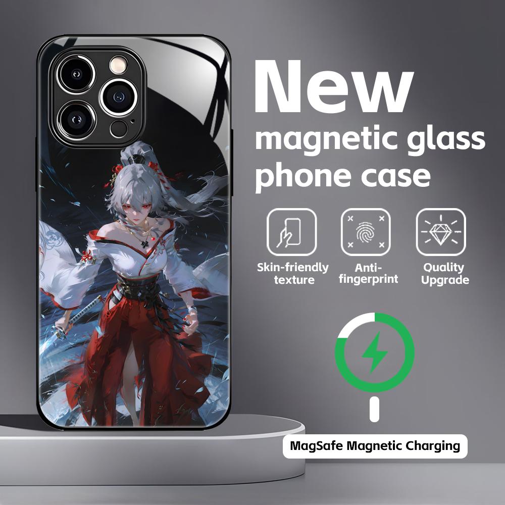 Чехол для телефона Wuthering Waves Hiyuki для iPhone 17 16 15 14 13 12 11 X XR XS 8 Plus Mini Pro Max Стеклянный Магнитный Чехол