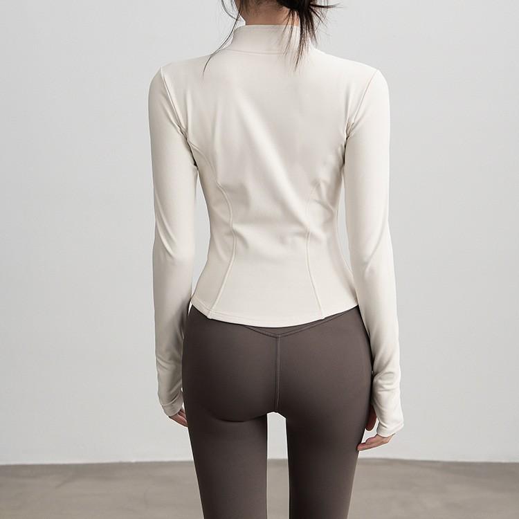 New velvet yoga clothes long-sleeved women's high-end sense slim and thin sports tops spring professional fitness clothes jacket
