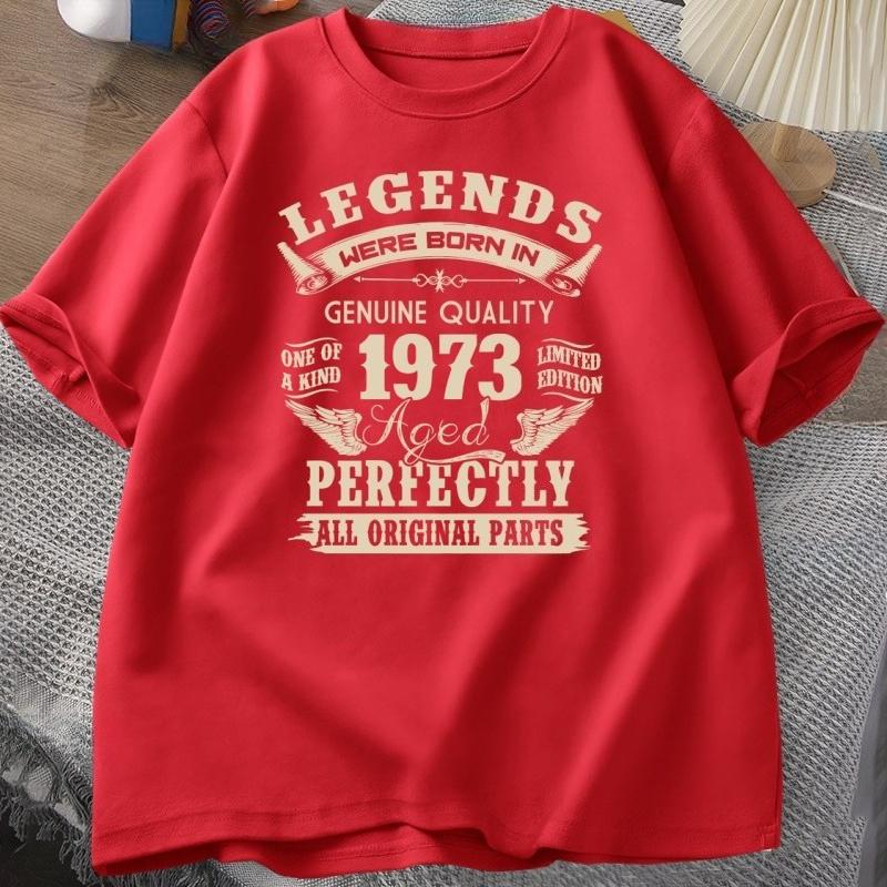 Summer Women SINCE 1973 T Shirt Funny Printed Tshirt Loose Cotton Comfortable Round Neck Short Sleeved T Shirt Fathers Day Tee