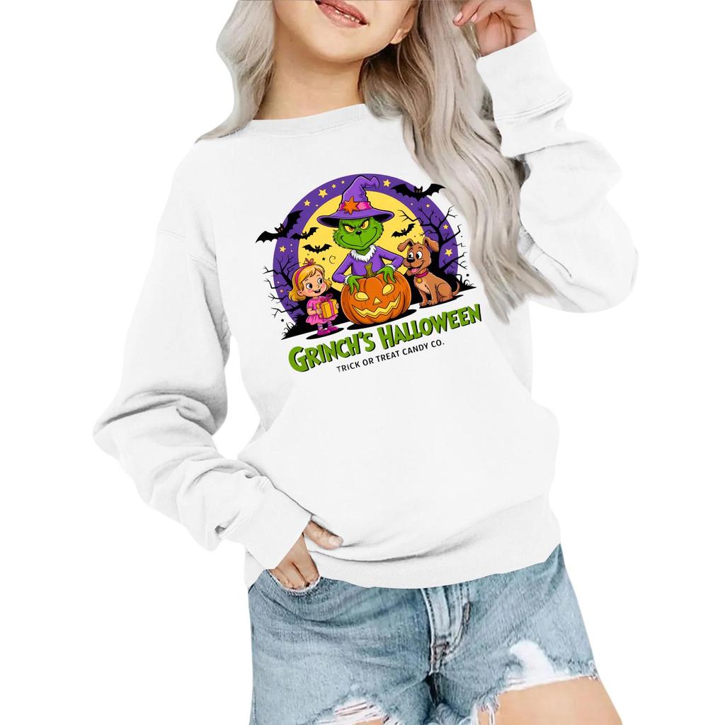 Kids' Fashion Loose-Fit Casual Long-Sleeve Christmas Print Oversized Crewneck Sweatshirt