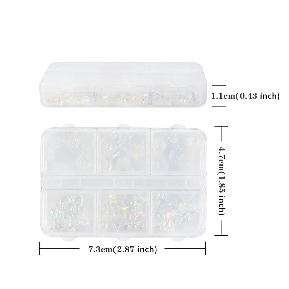 30pcs Aurora Mixed Resin Nail Charms 3D Ribbon Flower Bear Butterfly Nail Rhinestone Decoration Parts DIY Manicure Supplies