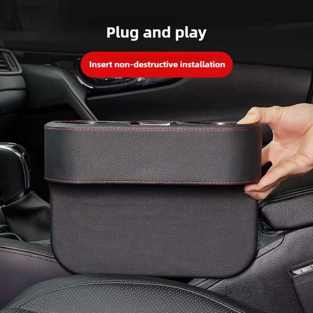 Multifunctional Car Leather Cup Holder PU Leather Gap Filler Storage Box  Truck Interior