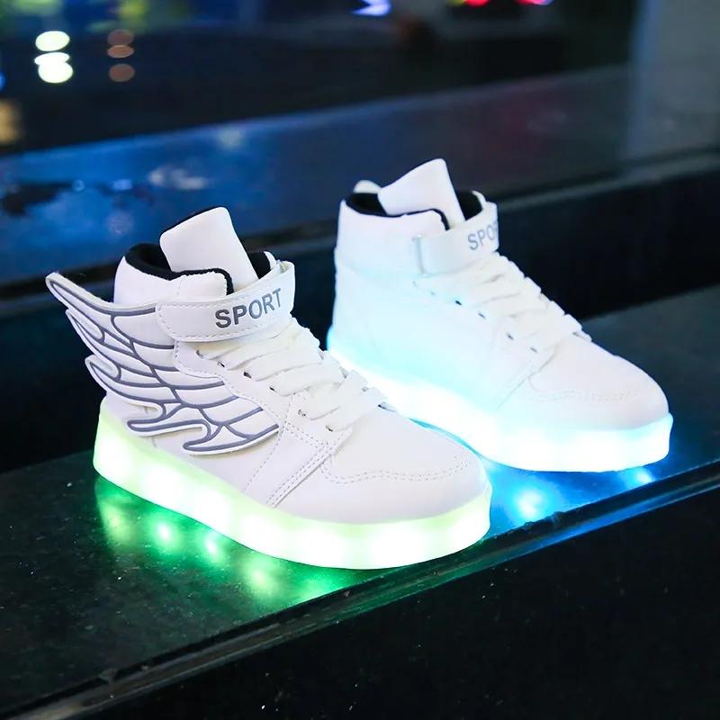Boys Mesh Luminous Shoes Usb Rechargeable Waterproof Luminous Children's Shoes Fluorescent Shoes Baby Sports Lights Shoes for Girls and Boys