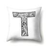 Polyester Pillow Case Pencil Drawing Geometric Decorative Print 26 English Letters Pillow Cushion Cover Simple