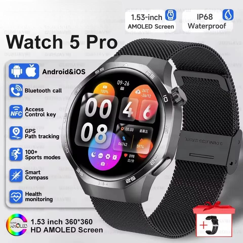 2026 Новые Bluetooth-звонки Умные часы Мужские 1,53 дюйма AMOLED HD Большой экран Пульс NFC IP68 Водонепроницаемые Мониторинг Спорт Беспроводная зарядка