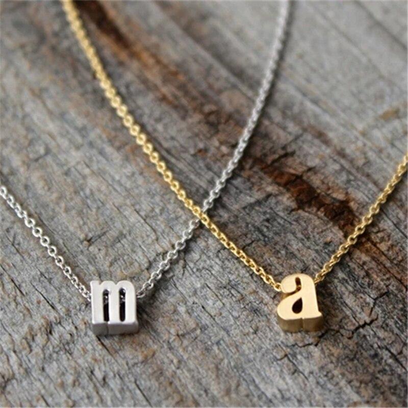 Kids Tiny Initial Alphabet Letter Necklace Custom 26 English A-Z Cursive Birthday Baby Name Necklace Letters Children