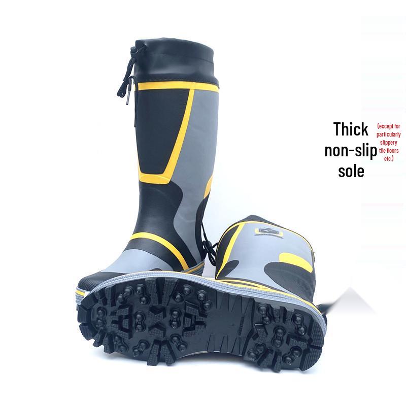 Мужские нескользящие высокие водонепроницаемые резиновые дождевые сапоги с металлическими гвоздями - Дышащая мода для рыбалки