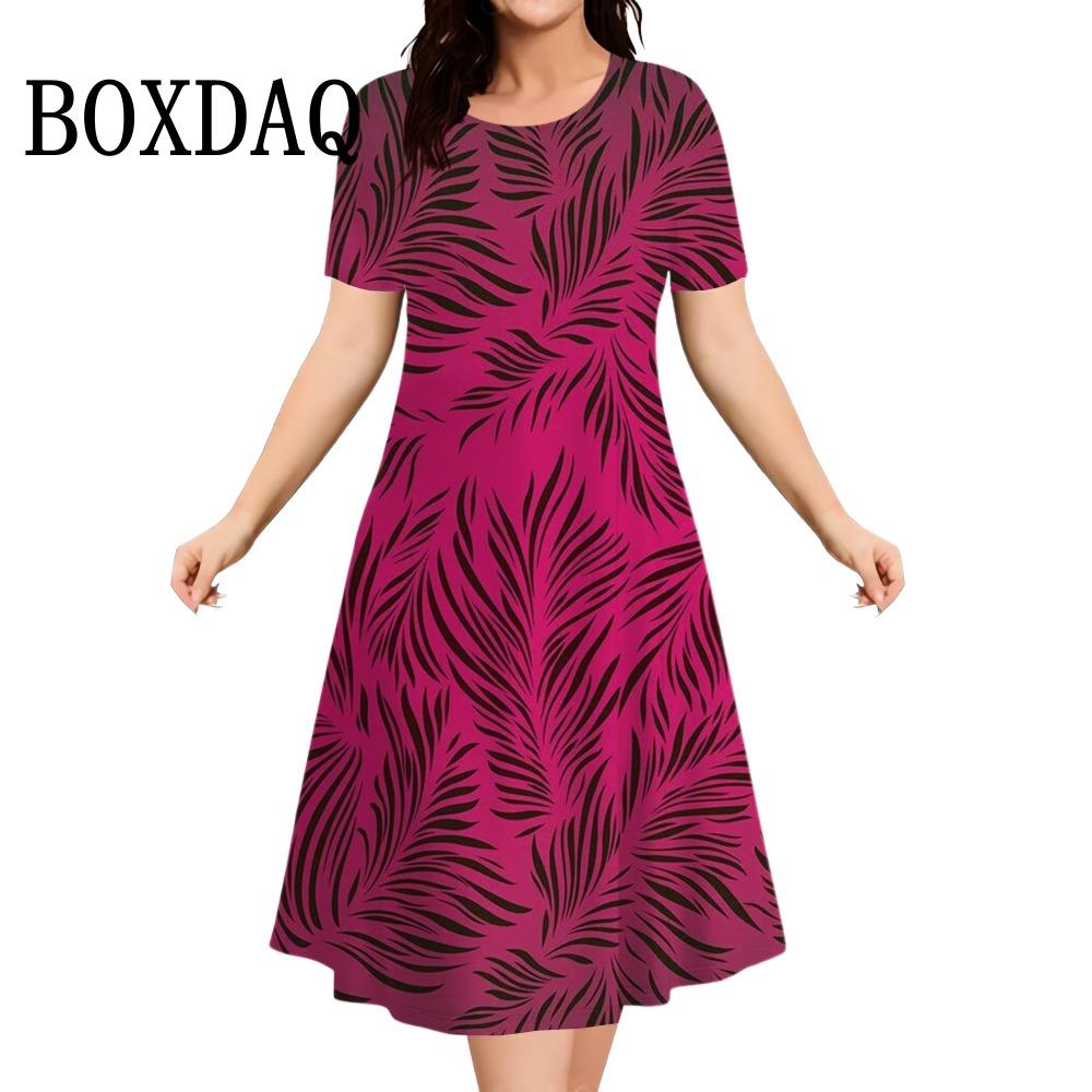 Summer Flowers 3D Printed Short Sleeve Dress Women Casual Fashion Plus Size Round Neck Loose Dress For Women Large