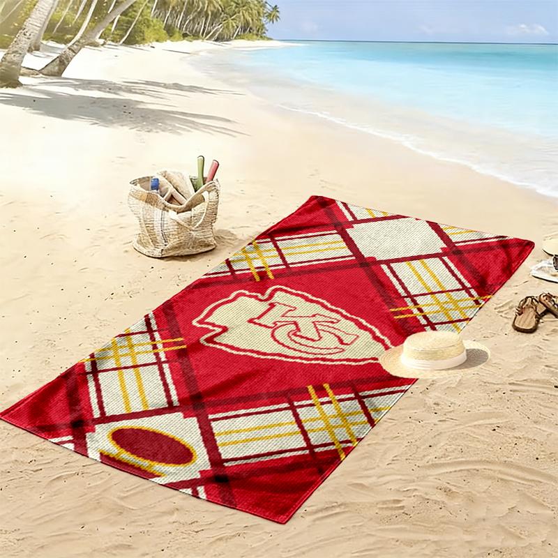 Kansas City Chiefs Print Beach Towel, Large Soft Quick Dry Towel for Beach Camping Swimming