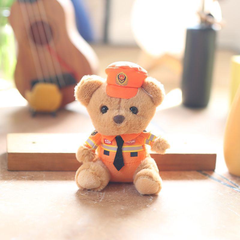 Cute Cute Traffic Police Bear Pendant Plush Toys Fire Police Bag Hanging Keychain Doll