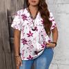 XL-7XL Plus Size Plant Positioning Printed T-shirts Women's V-neck Short Sleeved Plus Size Top