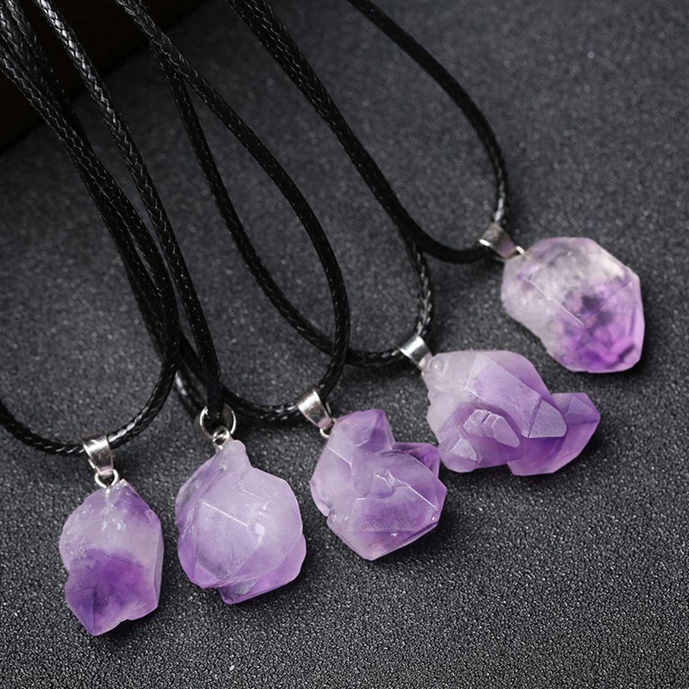 Rope Women Raw Stone Female Necklace Korean Style Jewelry Geometry Clavicle Chain Crystal Necklace