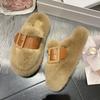 Модные пушистые тапочки-маффины для женщин на осень и зиму 2025 года, новые полутапочки для улицы, детские хлопковые туфли на толстой подошве