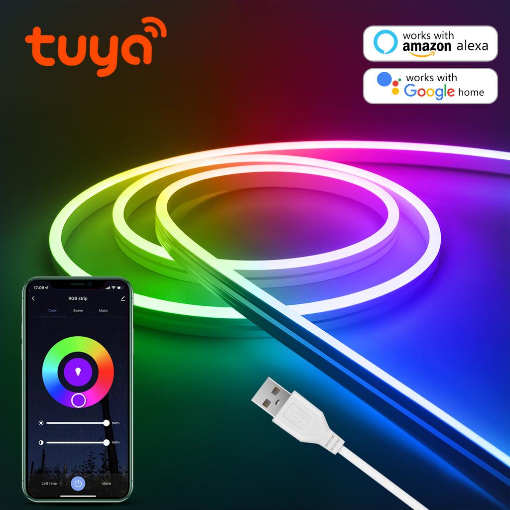 DC5V USB светодиодные фонари Tuya Smart WiFi неоновая светодиодная лента RGB Alexa Google голосовое управление затемнением неоновая вывеска лента для декора стен комнаты