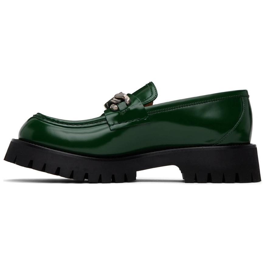 Gucci Лоферы из переплетенной кожи Мужские Зеленый Черный 752093 DS800 3154