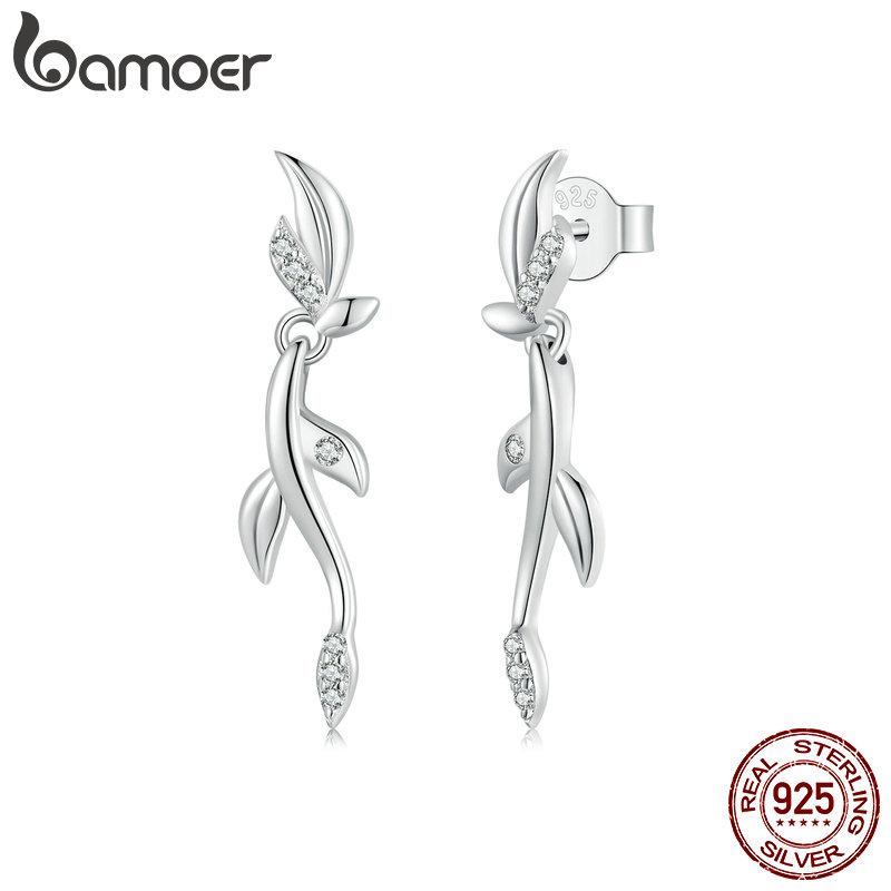 Серьги-гвоздики BAMOER из стерлингового серебра 925 пробы с фианитом, гипоаллергенные легкие ювелирные изделия, подарки для девочек