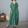DIMANAF платье больших размеров женское 2024 летнее платье с v-образным вырезом богемный цветочный принт белое элегантное женское свободное свободное платье макси больших размеров