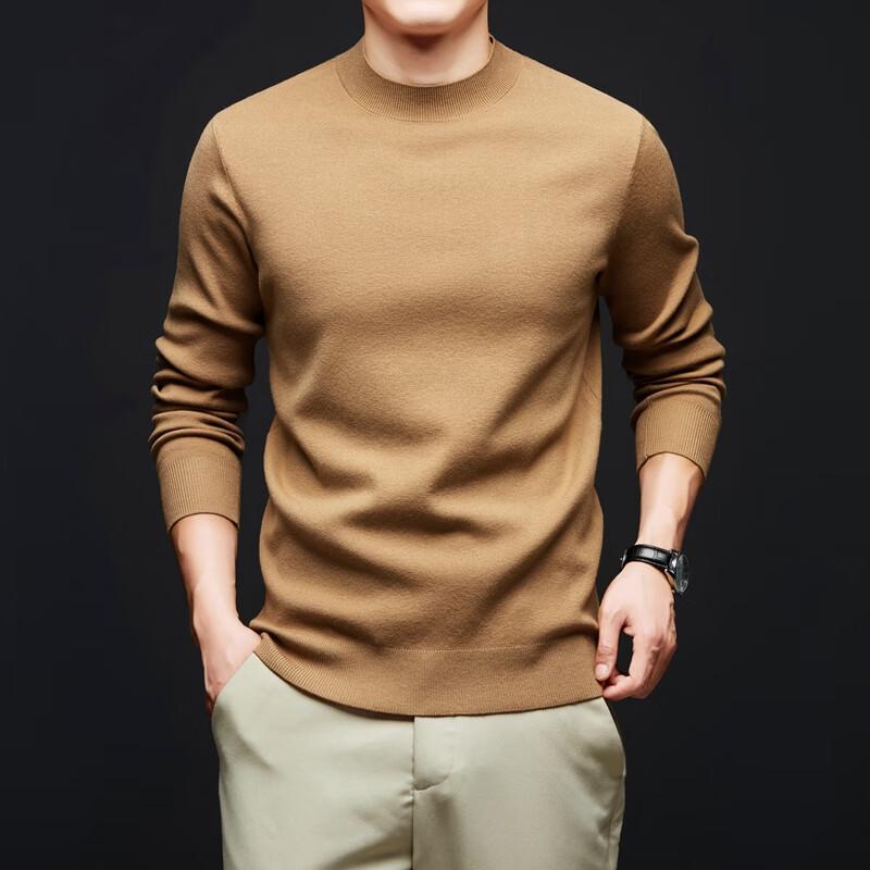 Мужской вязаный свитер Yiliteng однотонный с воротником-стойкой