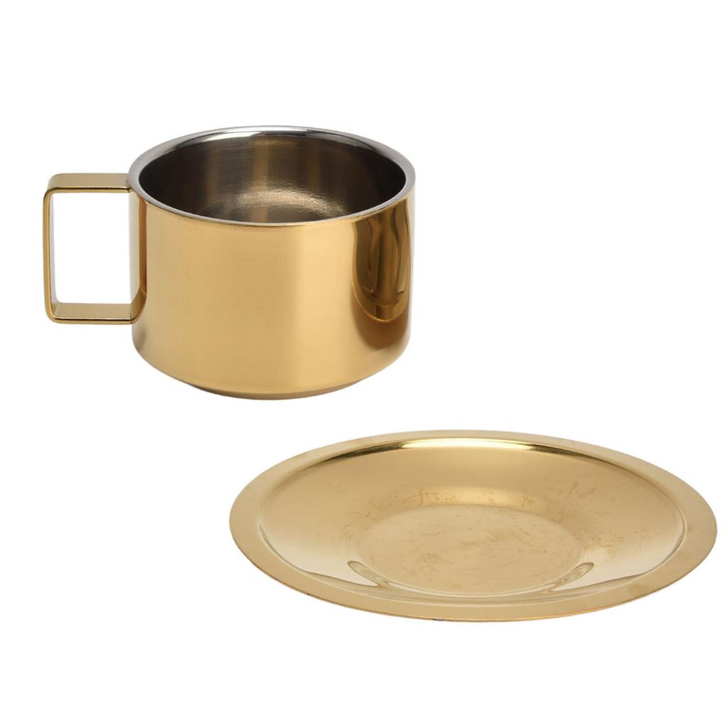 Кофейная чашка золотая модная дизайнерская носимая удобная практичная блюдце из нержавеющей стали для дома