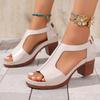 Large Size Thick High-heeled Sandals Women's Spring and Summer New European and American Fashion Versatile Casual Sandals Comfortable and Breathable