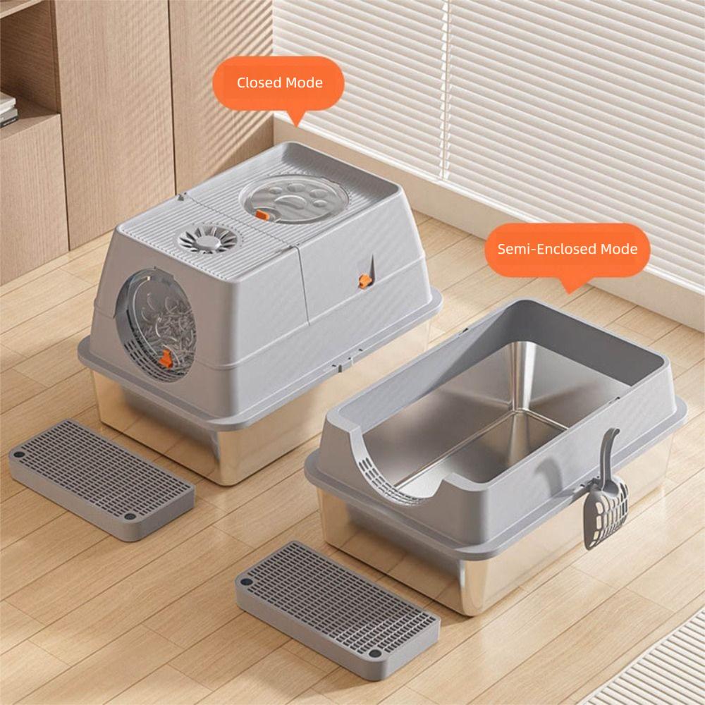 Stainless Steel Cat Bedpans Anti-splash Cover Cat Potty New Cat Litter Box Pet Supplies