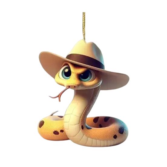 Украшение в виде змеи, мультяшная змея, подвесное украшение на рождественскую елку, красочная акриловая змея, аксессуар для заднего вида автомобиля для праздничного декора