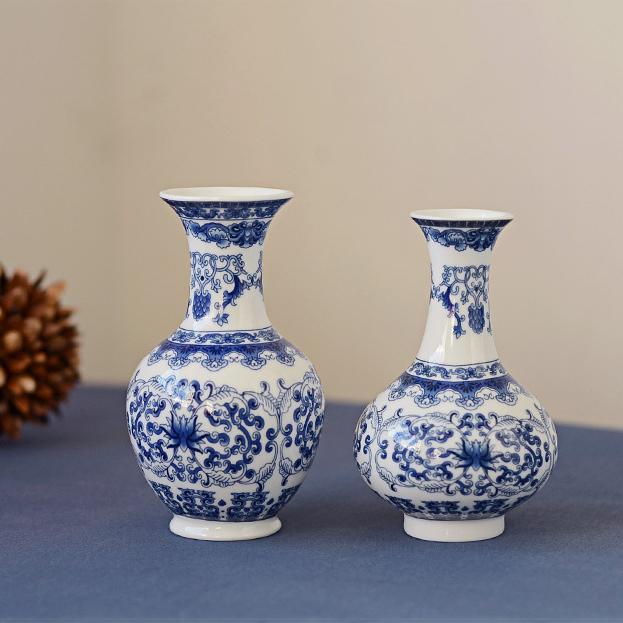 Flower Vase Decoration Home Ceramics Blue And White Vases For Wedding Decor Living Room Ornaments Table Desktop Retro Art Crafts