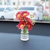 Mini Flower Vase Car Dashboard Decor Cute Center Console Accessory with Adhesive Realistic Micro-Landscape